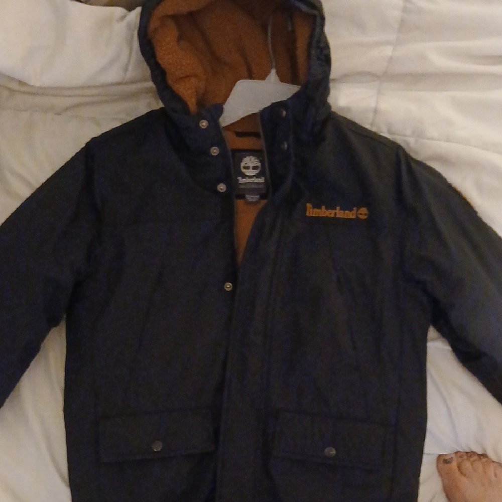Timberland Kids Dark Jacket with Cozy Brown Interior